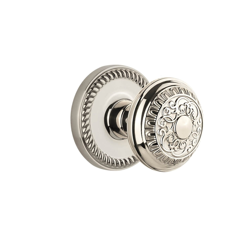 Newport Rosette with Windsor Knob in Polished Nickel