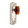 Parthenon Long Plate with Baguette Amber Crystal Knob in Polished Nickel