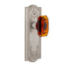Parthenon Long Plate with Baguette Amber Crystal Knob in Satin Nickel