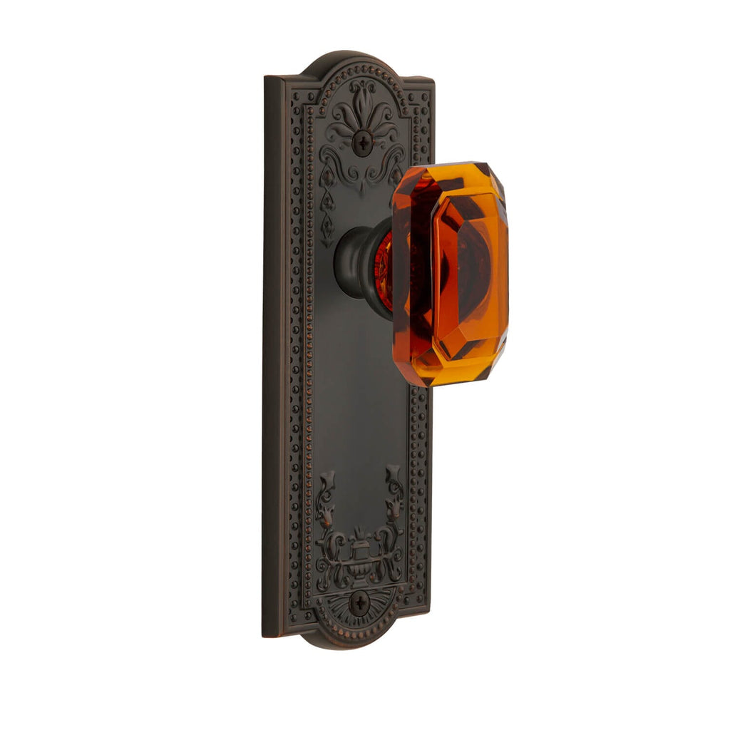 Parthenon Long Plate with Baguette Amber Crystal Knob in Timeless Bronze