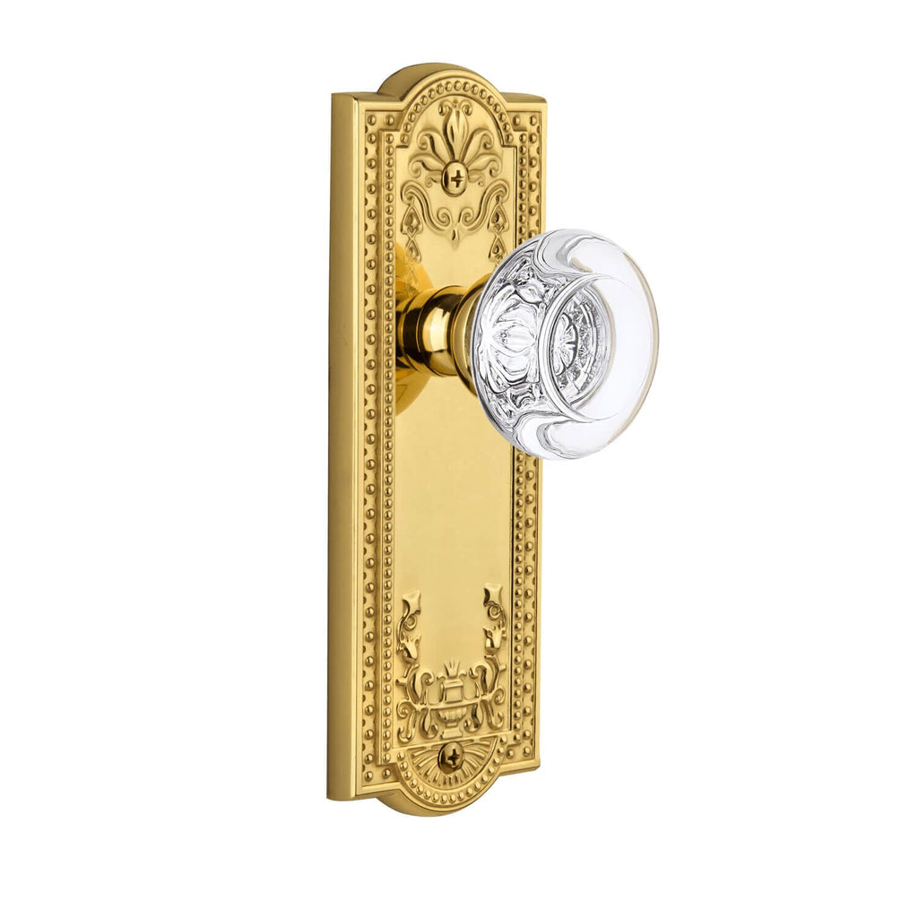 Parthenon Long Plate with Bordeaux Crystal Knob in Lifetime Brass