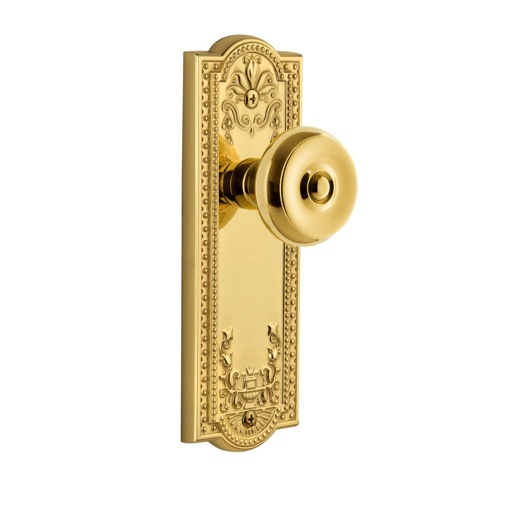 Parthenon Long Plate with Bouton Knob in Lifetime Brass