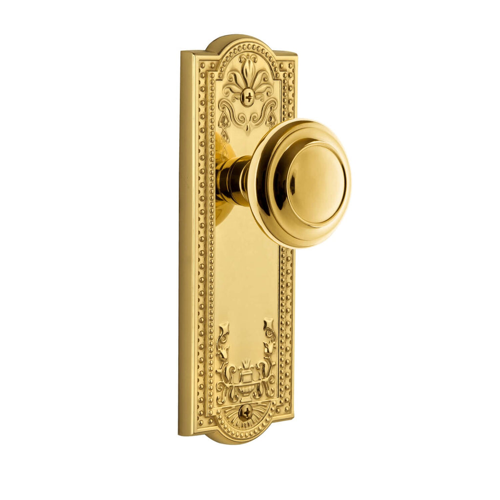 Parthenon Long Plate with Circulaire Knob in Polished Brass