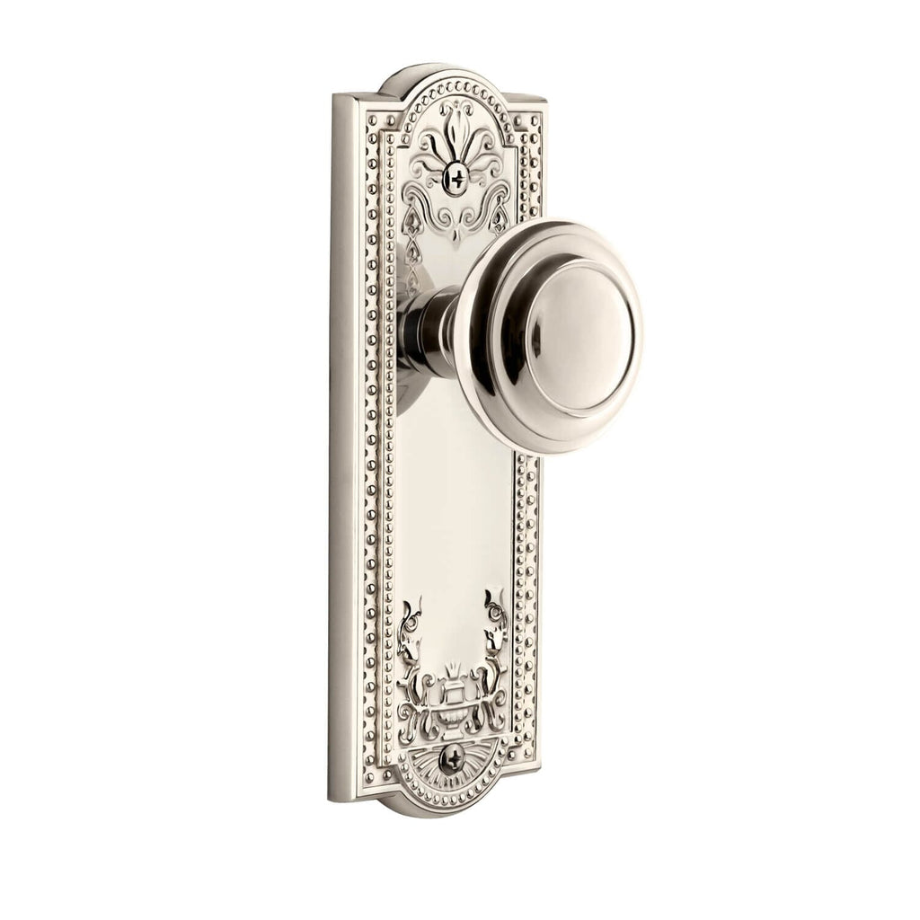 Parthenon Long Plate with Circulaire Knob in Polished Nickel