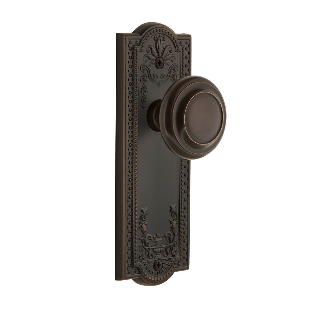 Parthenon Long Plate with Circulaire Knob in Timeless Bronze