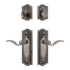 Parthenon Long Plate Entry Set with Bellagio Lever in Antique Pewter