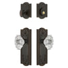 Parthenon Long Plate Entry Set with Biarritz Crystal Knob in Timeless Bronze