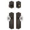 Parthenon Long Plate Entry Set with Burgundy Crystal Knob in Timeless Bronze