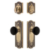 Parthenon Long Plate Entry Set with Coventry Knob in Vintage Brass