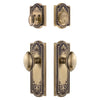 Parthenon Long Plate Entry Set with Eden Prairie Knob in Vintage Brass