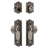 Parthenon Long Plate Entry Set with Fifth Avenue Knob in Antique Pewter