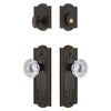 Parthenon Long Plate Entry Set with Fontainebleau Crystal Knob in Timeless Bronze