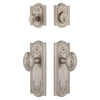 Parthenon Long Plate Entry Set with Grande Victorian Knob in Satin Nickel
