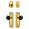 Parthenon Long Plate Entry Set with Lyon Knob in Lifetime Brass