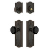 Parthenon Long Plate Entry Set with Lyon Knob in Timeless Bronze