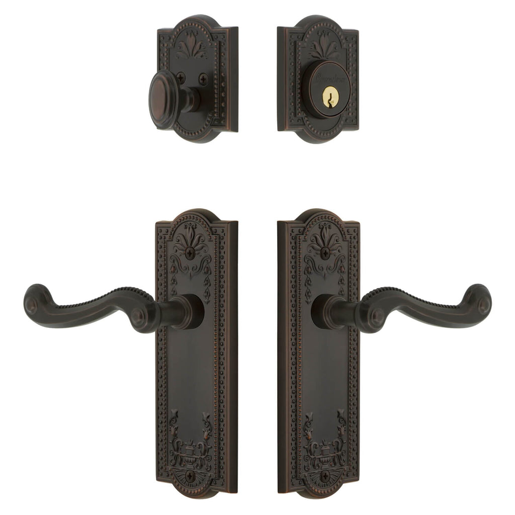 Parthenon Long Plate Entry Set with Newport Lever in Timeless Bronze