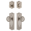 Parthenon Long Plate Entry Set with Soleil Knob in Satin Nickel
