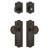 Parthenon Long Plate Entry Set with Soleil Knob in Timeless Bronze