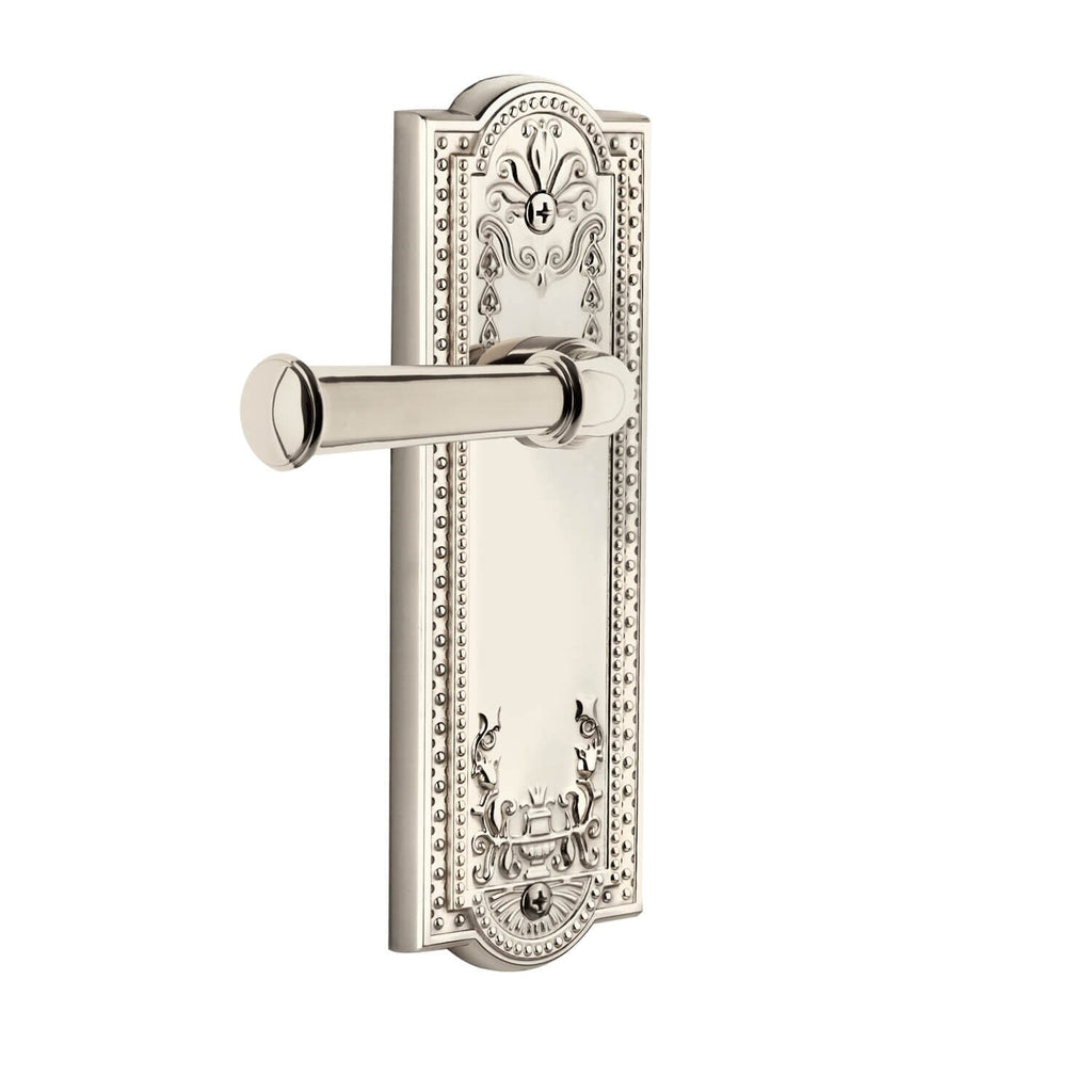 Parthenon Long Plate with Georgetown Lever in Polished Nickel