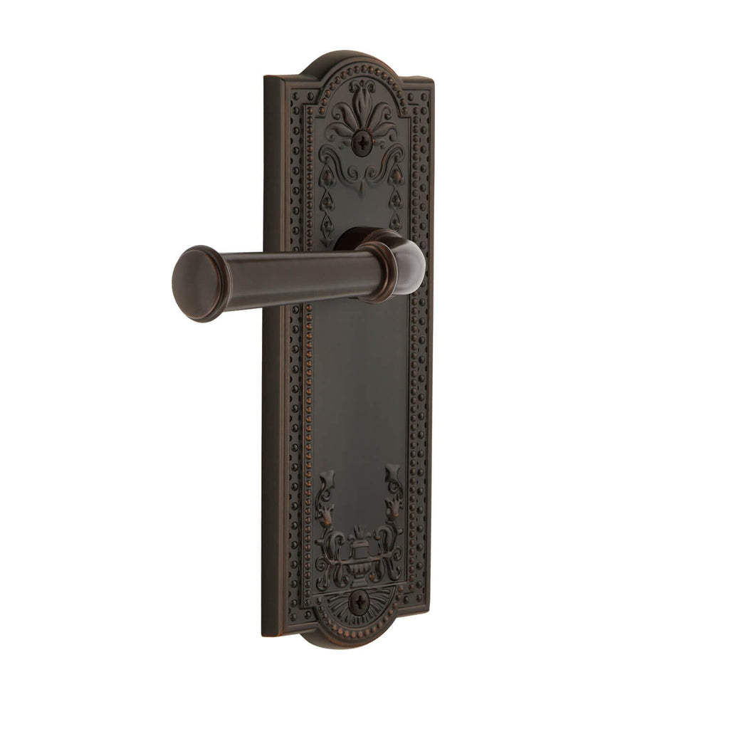 Parthenon Long Plate with Georgetown Lever in Timeless Bronze