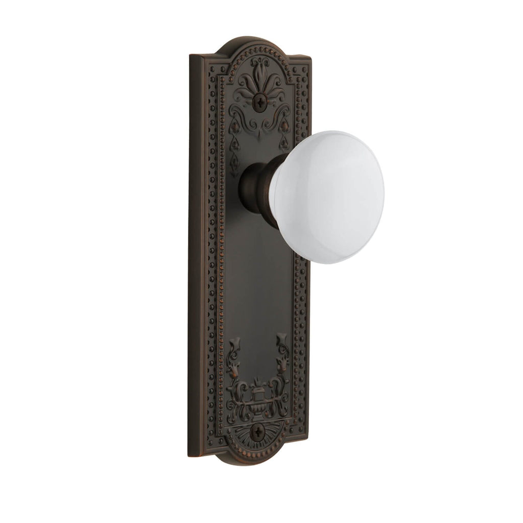Parthenon Long Plate with Hyde Park Knob in Timeless Bronze