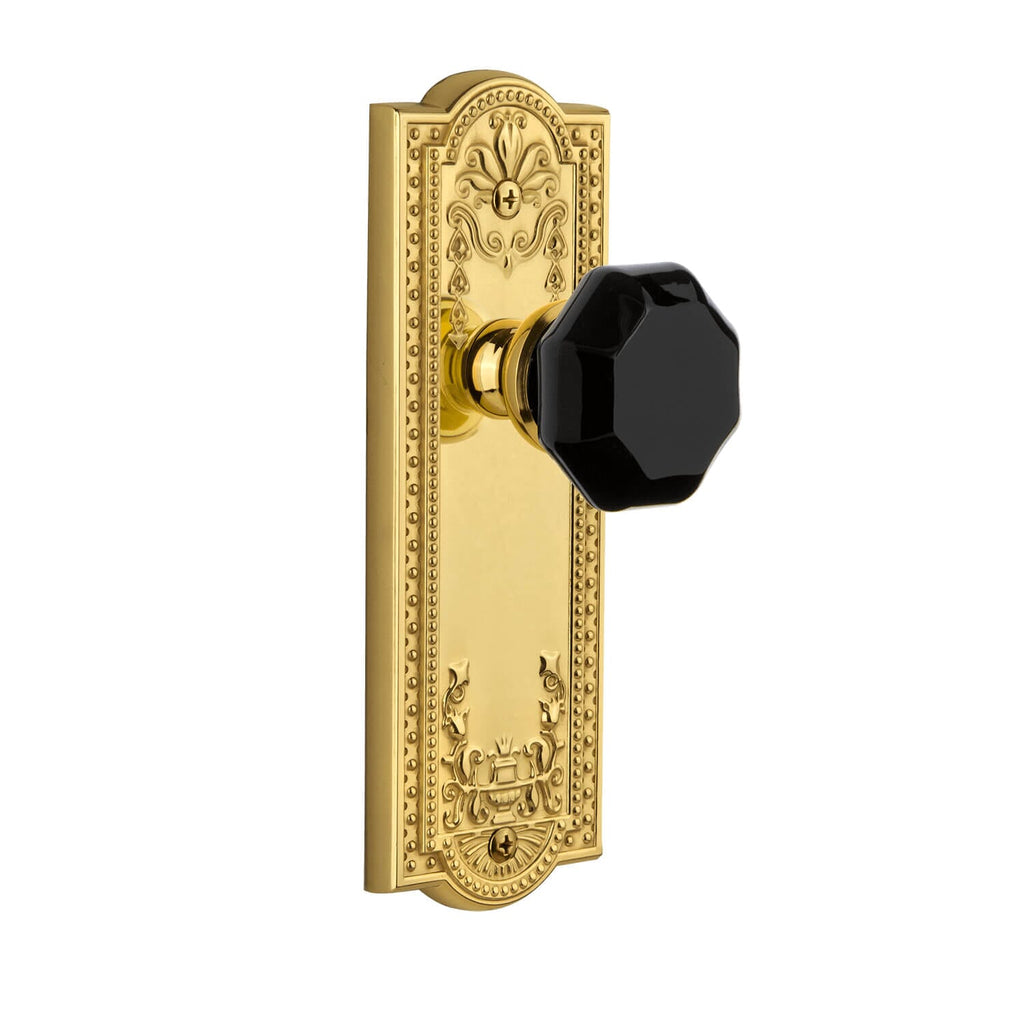Parthenon Long Plate with Lyon Knob in Polished Brass