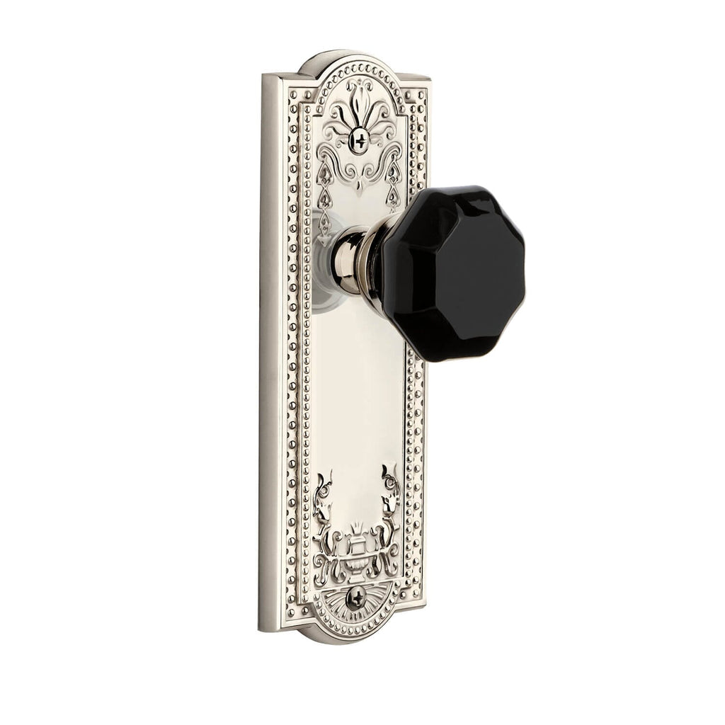 Parthenon Long Plate with Lyon Knob in Polished Nickel