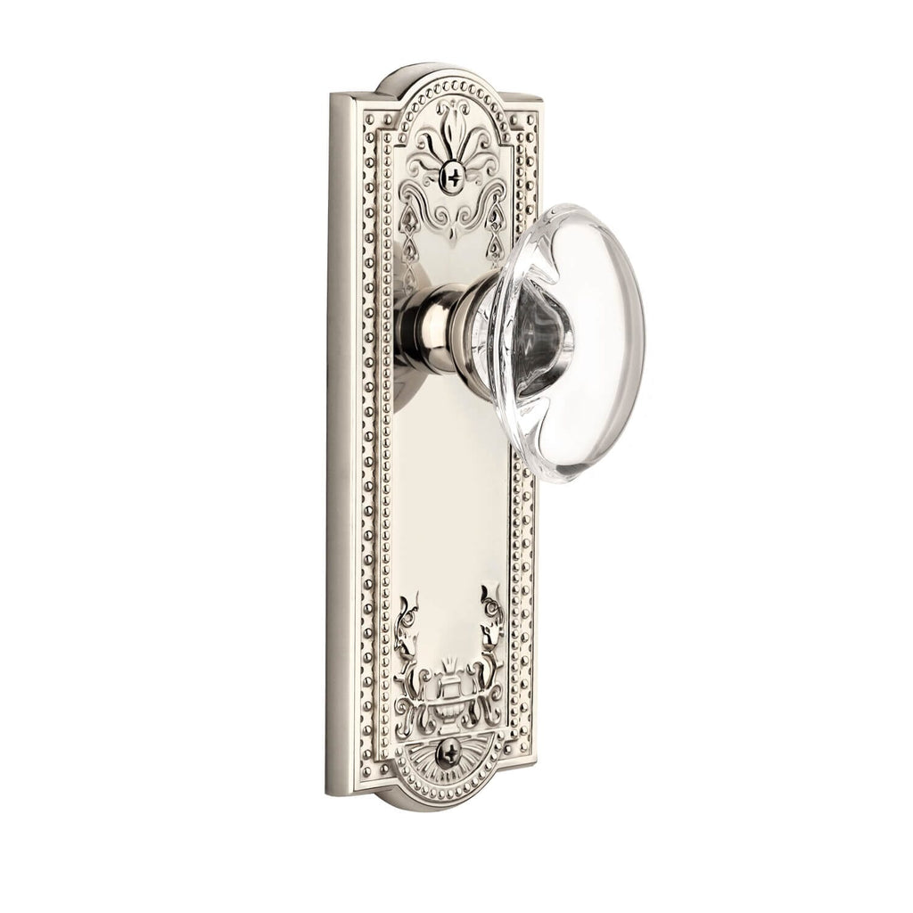 Parthenon Long Plate with Provence Crystal Knob in Polished Nickel