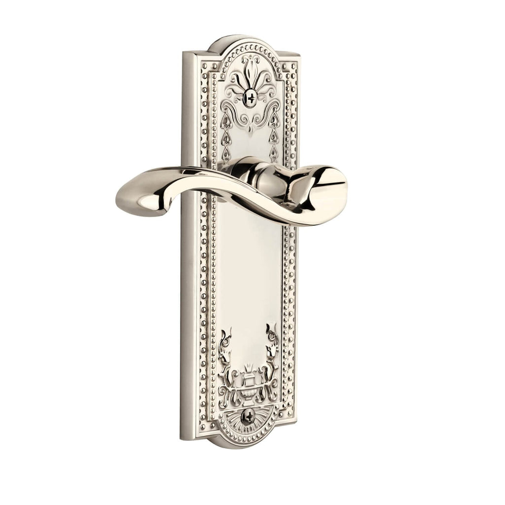 Parthenon Long Plate with Portofino Lever in Polished Nickel