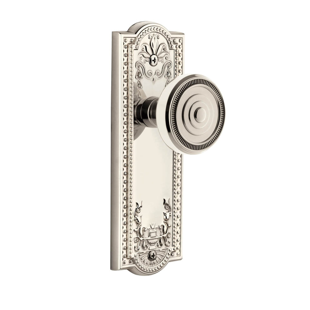 Parthenon Long Plate with Soleil Knob in Polished Nickel