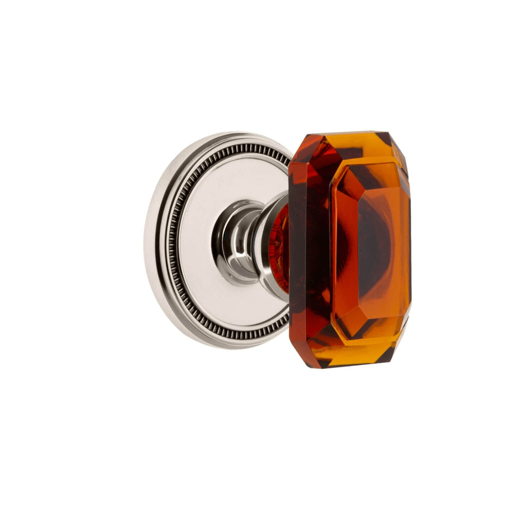 Soleil Rosette with Baguette Amber Crystal Knob in Polished Nickel