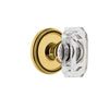 Soleil Rosette with Baguette Clear Crystal Knob in Polished Brass