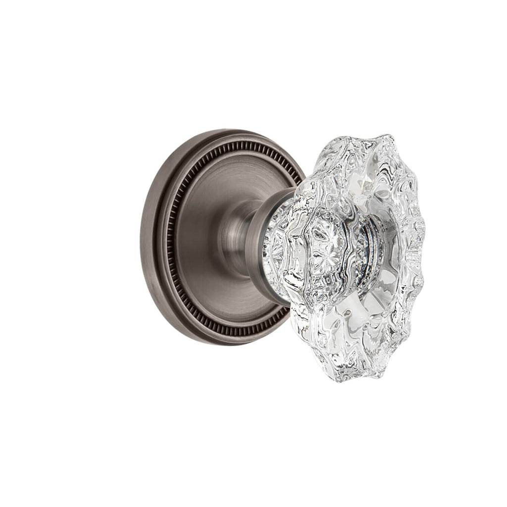 Soleil Rosette with Biarritz Crystal Knob in Antique Pewter