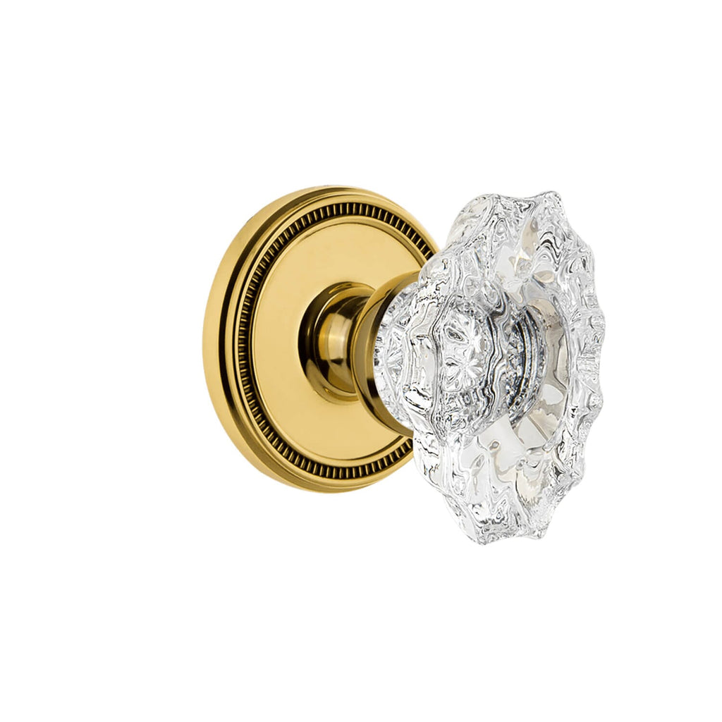 Soleil Rosette with Biarritz Crystal Knob in Polished Brass