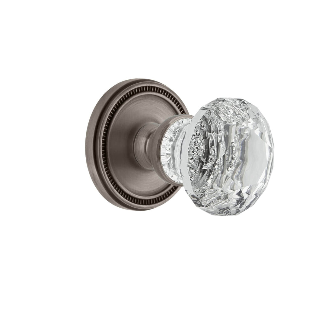 Soleil Rosette with Brilliant Crystal Knob in Antique Pewter
