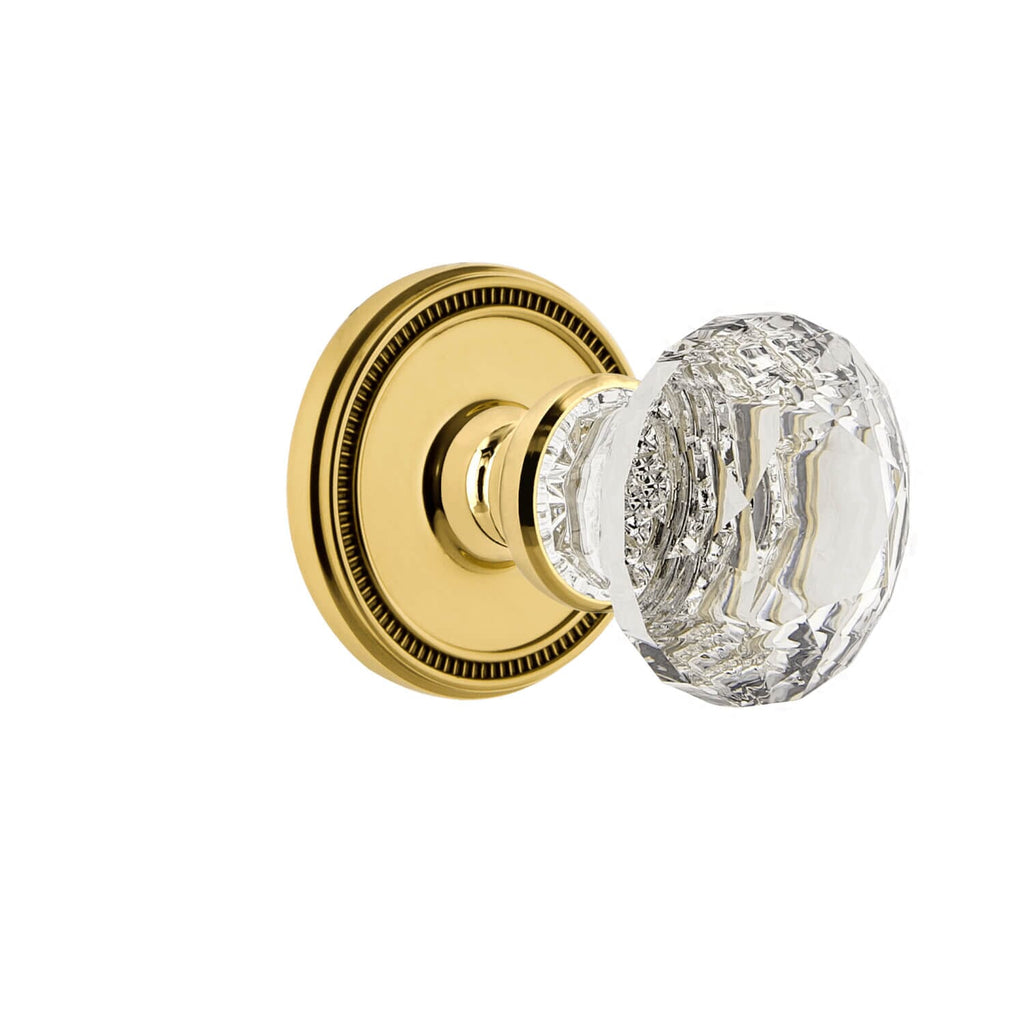 Soleil Rosette with Brilliant Crystal Knob in Lifetime Brass