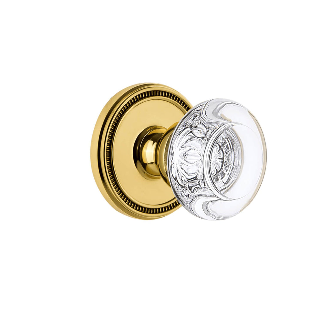 Soleil Rosette with Bordeaux Crystal Knob in Polished Brass