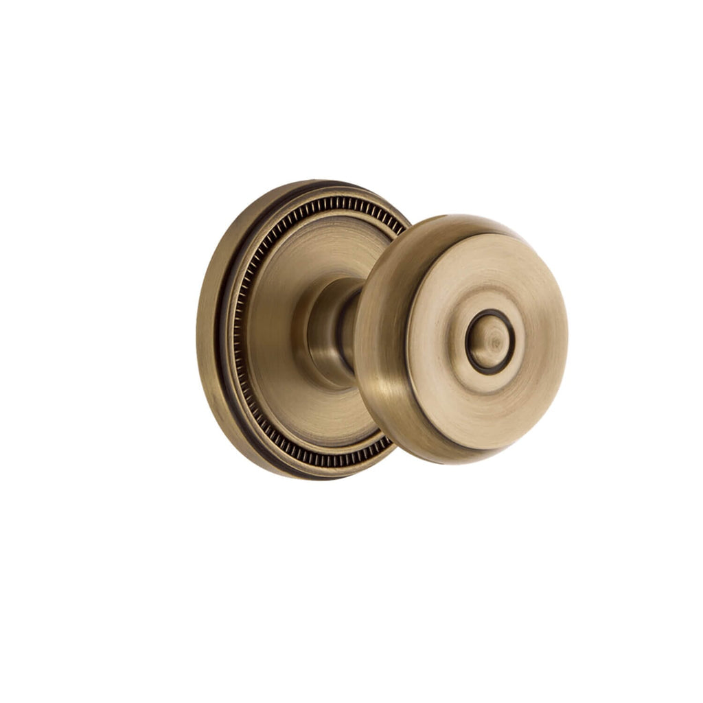 Soleil Rosette with Bouton Knob in Vintage Brass