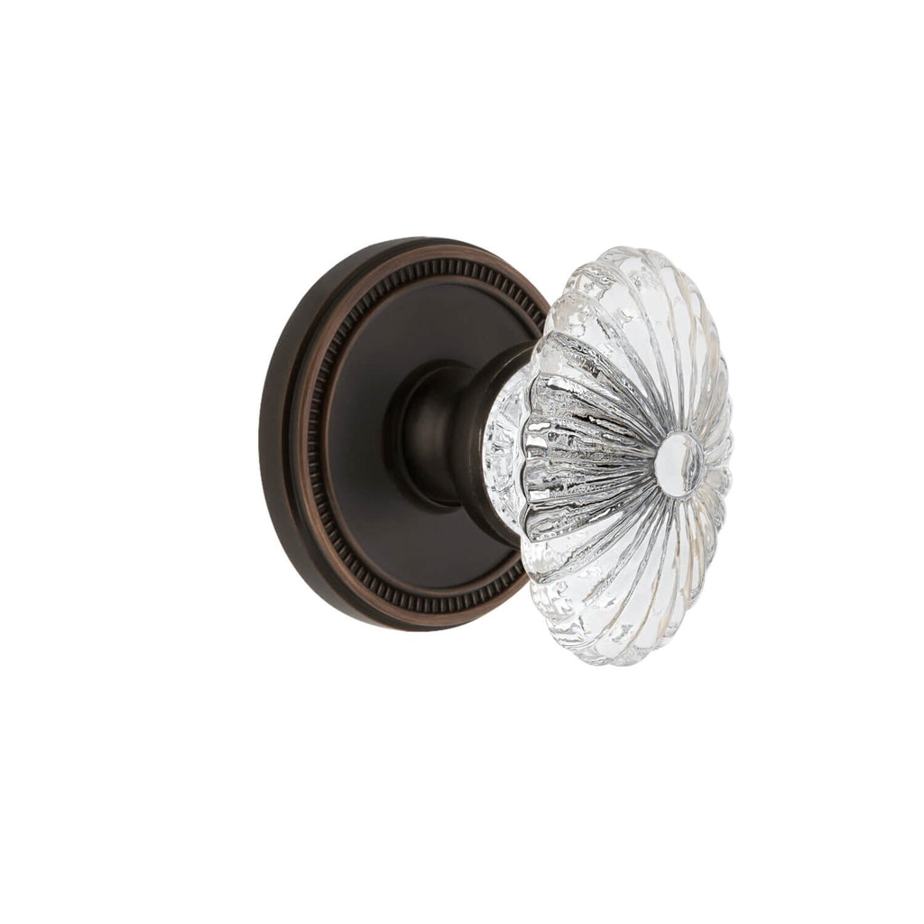 Soleil Rosette with Burgundy Crystal Knob in Timeless Bronze