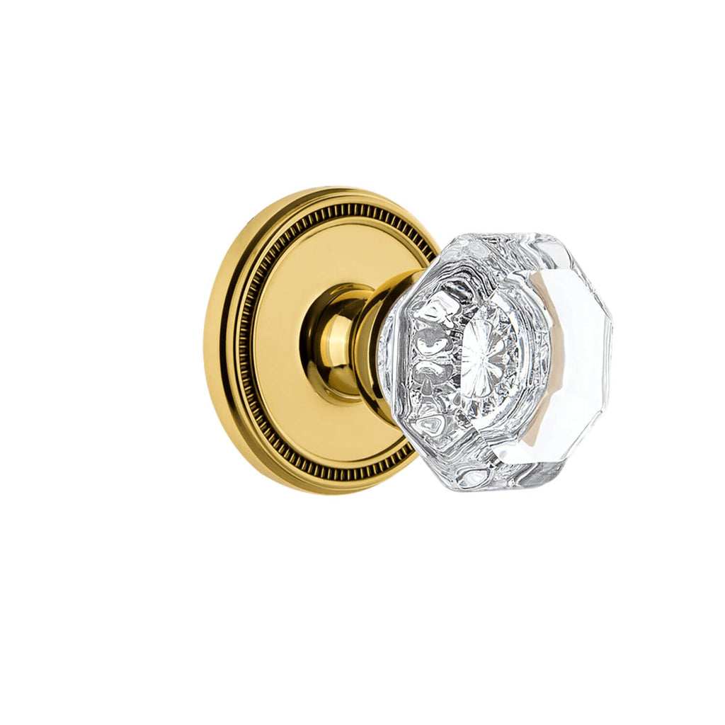 Soleil Rosette with Chambord Crystal Knob in Polished Brass