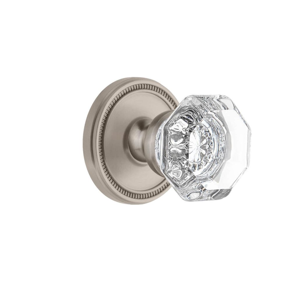 Soleil Rosette with Chambord Crystal Knob in Satin Nickel