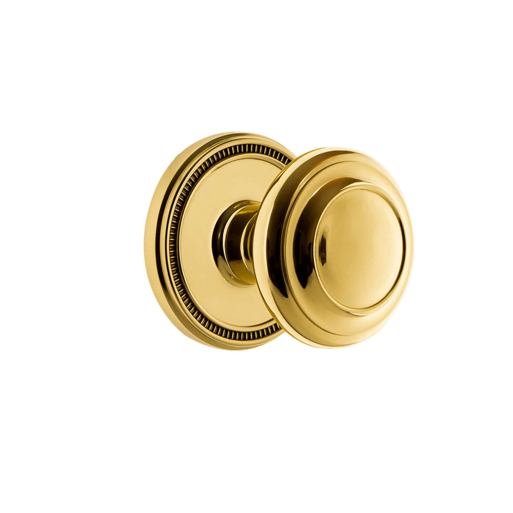 Soleil Rosette with Circulaire Knob in Polished Brass