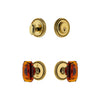 Soleil Rosette Entry Set with Baguette Amber Crystal Knob in Lifetime Brass