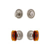 Soleil Rosette Entry Set with Baguette Amber Crystal Knob in Satin Nickel