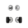 Soleil Rosette Entry Set with Baguette Black Crystal Knob in Bright Chrome