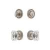 Soleil Rosette Entry Set with Baguette Clear Crystal Knob in Satin Nickel