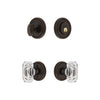 Soleil Rosette Entry Set with Baguette Clear Crystal Knob in Timeless Bronze