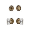 Soleil Rosette Entry Set with Baguette Clear Crystal Knob in Vintage Brass