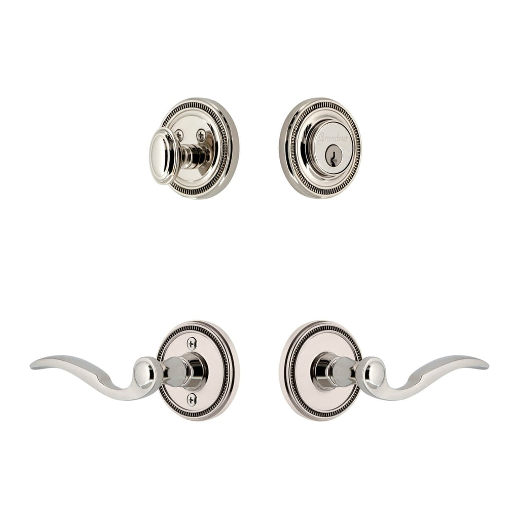 Soleil Rosette Entry Set with Bellagio Lever in Polished Nickel