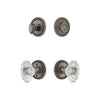 Soleil Rosette Entry Set with Biarritz Crystal Knob in Antique Pewter